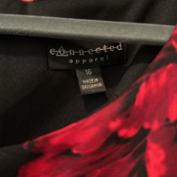 Size 16 Fitted Red Flowered Tea Length Dress - Picture 3 of 5